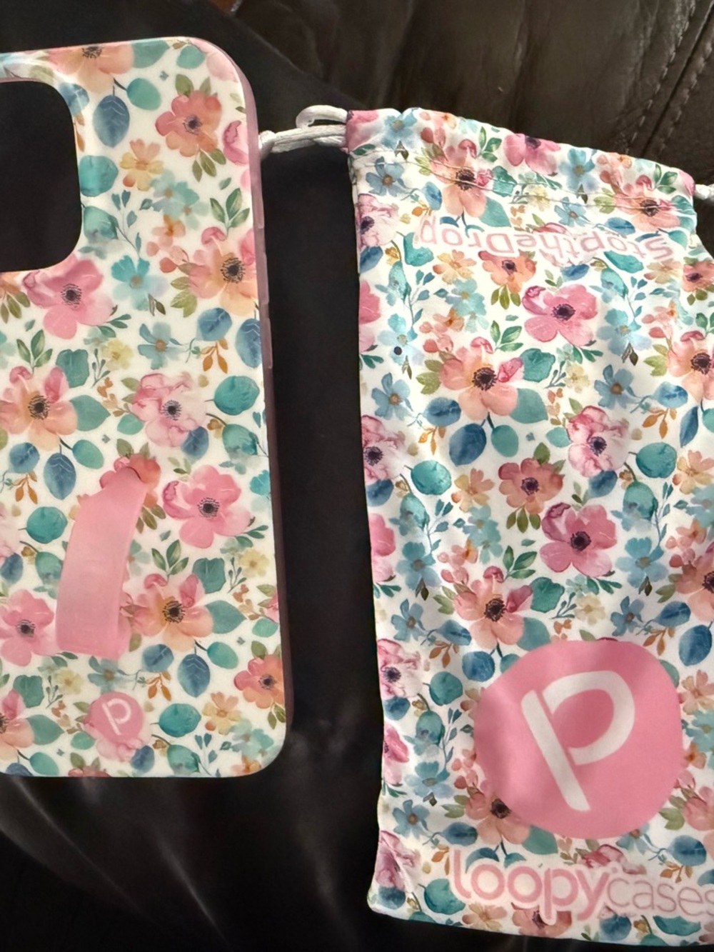 Loopy Case - 16 Pro Max - Pastel Floral Phone Case with Pink Grip (Lefty grip)